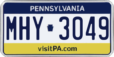 PA license plate MHY3049