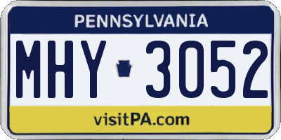PA license plate MHY3052