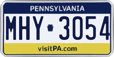 PA license plate MHY3054