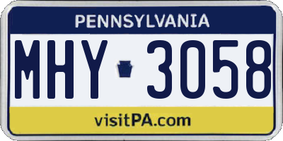 PA license plate MHY3058
