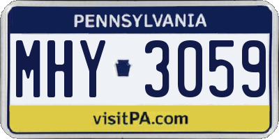 PA license plate MHY3059