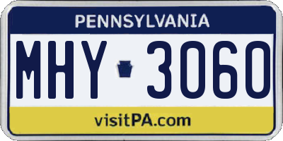 PA license plate MHY3060
