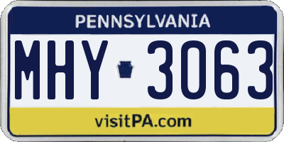 PA license plate MHY3063