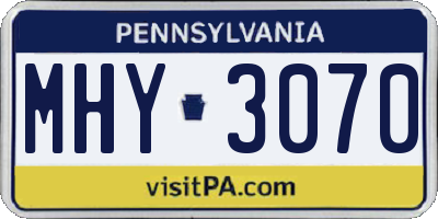 PA license plate MHY3070