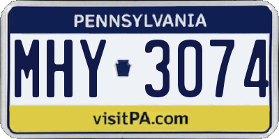 PA license plate MHY3074