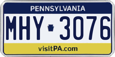 PA license plate MHY3076