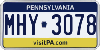 PA license plate MHY3078
