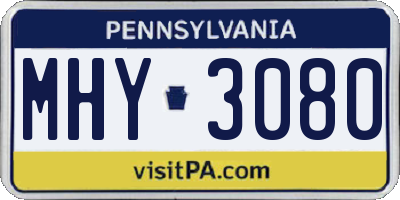 PA license plate MHY3080