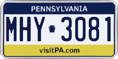 PA license plate MHY3081