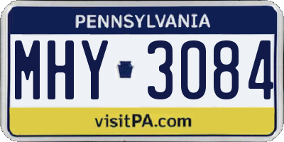 PA license plate MHY3084