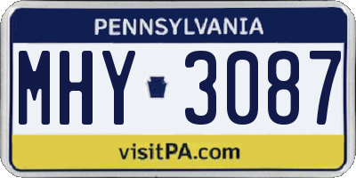 PA license plate MHY3087