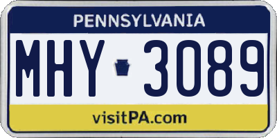 PA license plate MHY3089
