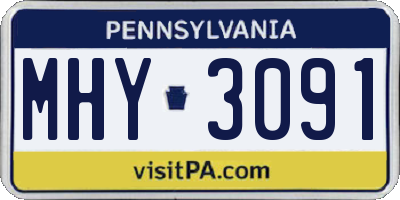 PA license plate MHY3091