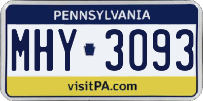 PA license plate MHY3093