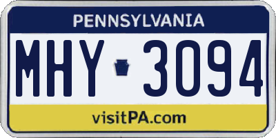 PA license plate MHY3094