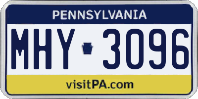 PA license plate MHY3096