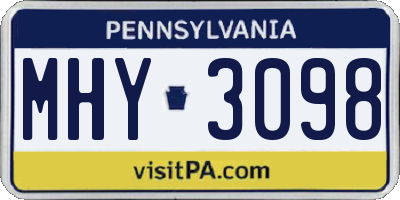 PA license plate MHY3098