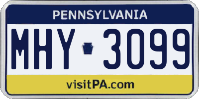 PA license plate MHY3099