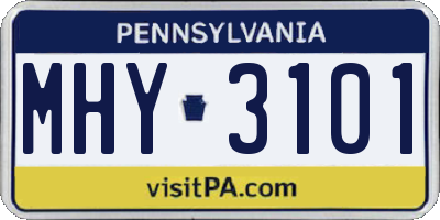 PA license plate MHY3101