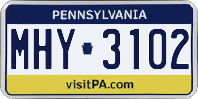 PA license plate MHY3102