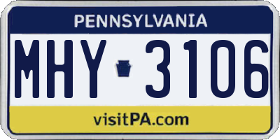 PA license plate MHY3106