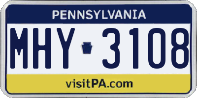PA license plate MHY3108