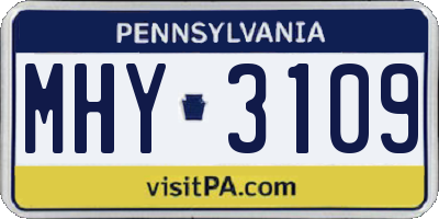 PA license plate MHY3109