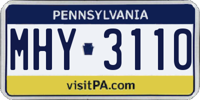 PA license plate MHY3110