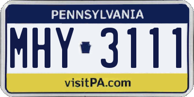PA license plate MHY3111
