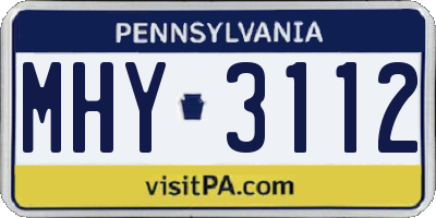 PA license plate MHY3112