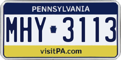 PA license plate MHY3113
