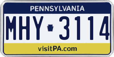 PA license plate MHY3114