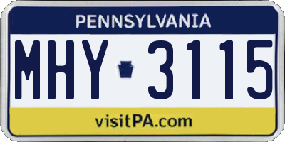 PA license plate MHY3115