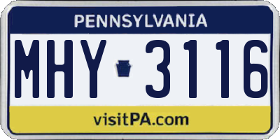 PA license plate MHY3116