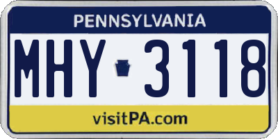 PA license plate MHY3118