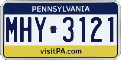 PA license plate MHY3121