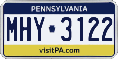 PA license plate MHY3122