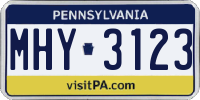 PA license plate MHY3123