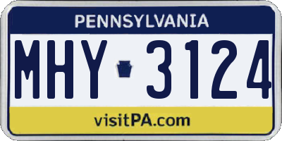 PA license plate MHY3124