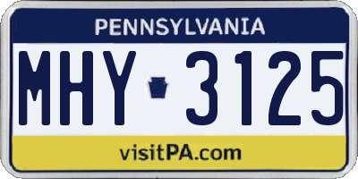 PA license plate MHY3125