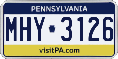 PA license plate MHY3126
