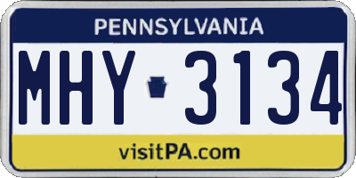PA license plate MHY3134
