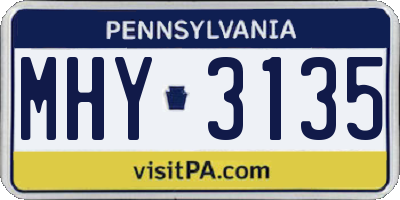 PA license plate MHY3135