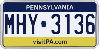 PA license plate MHY3136