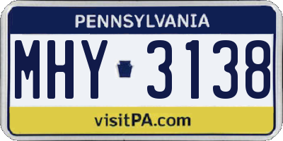 PA license plate MHY3138