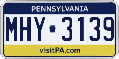 PA license plate MHY3139