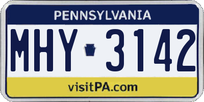 PA license plate MHY3142