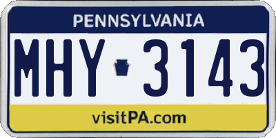PA license plate MHY3143