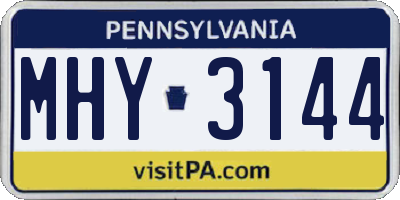 PA license plate MHY3144