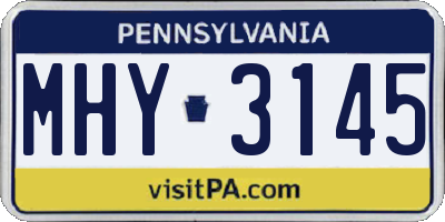 PA license plate MHY3145